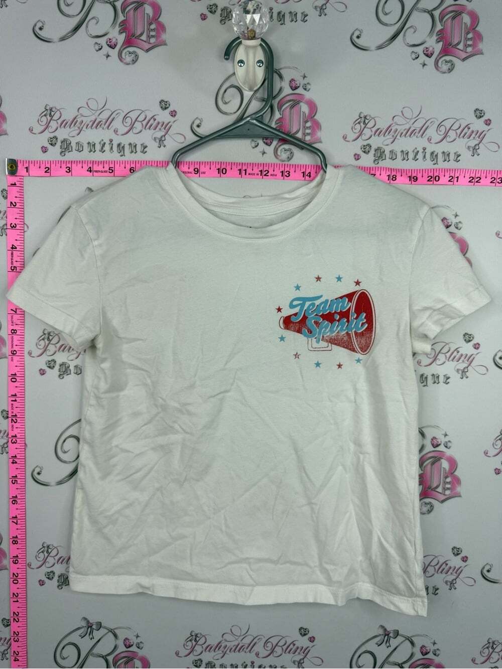 GAP tshirt cheerleading White Tee Red & Blue 'Team Spirit' Megaphone Graphic